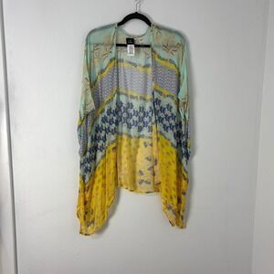Echo Kimono Cardigan Top Boho Floral Sheer Mesh Coastal Swim Cover  Women O/S